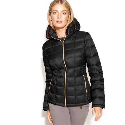 michael kors black puffer jacket with gold zipper